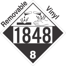 Corrosive Class 8 UN1848 Removable Vinyl DOT Placard