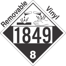 Corrosive Class 8 UN1849 Removable Vinyl DOT Placard