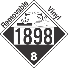 Corrosive Class 8 UN1898 Removable Vinyl DOT Placard