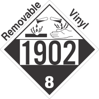 Corrosive Class 8 UN1902 Removable Vinyl DOT Placard