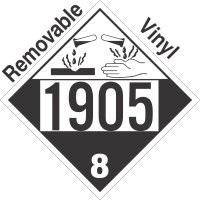 Corrosive Class 8 UN1905 Removable Vinyl DOT Placard