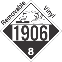 Corrosive Class 8 UN1906 Removable Vinyl DOT Placard