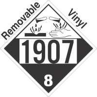 Corrosive Class 8 UN1907 Removable Vinyl DOT Placard