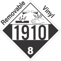 Corrosive Class 8 UN1910 Removable Vinyl DOT Placard