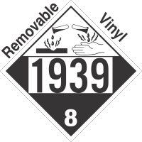 Corrosive Class 8 UN1939 Removable Vinyl DOT Placard