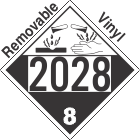Corrosive Class 8 UN2028 Removable Vinyl DOT Placard