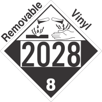 Corrosive Class 8 UN2028 Removable Vinyl DOT Placard