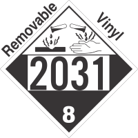 Corrosive Class 8 UN2031 Removable Vinyl DOT Placard