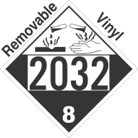 Corrosive Class 8 UN2032 Removable Vinyl DOT Placard