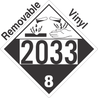 Corrosive Class 8 UN2033 Removable Vinyl DOT Placard