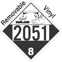 Corrosive Class 8 UN2051 Removable Vinyl DOT Placard