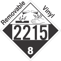 Corrosive Class 8 UN2215 Removable Vinyl DOT Placard