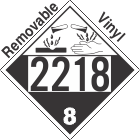 Corrosive Class 8 UN2218 Removable Vinyl DOT Placard