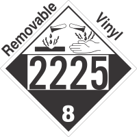 Corrosive Class 8 UN2225 Removable Vinyl DOT Placard