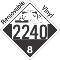 Corrosive Class 8 UN2240 Removable Vinyl DOT Placard