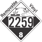 Corrosive Class 8 UN2259 Removable Vinyl DOT Placard