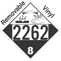 Corrosive Class 8 UN2262 Removable Vinyl DOT Placard