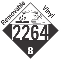 Corrosive Class 8 UN2264 Removable Vinyl DOT Placard