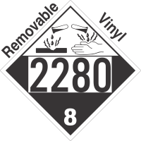 Corrosive Class 8 UN2280 Removable Vinyl DOT Placard