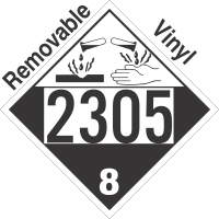 Corrosive Class 8 UN2305 Removable Vinyl DOT Placard