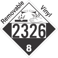 Corrosive Class 8 UN2326 Removable Vinyl DOT Placard