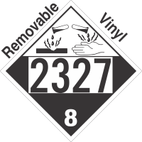 Corrosive Class 8 UN2327 Removable Vinyl DOT Placard