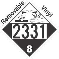 Corrosive Class 8 UN2331 Removable Vinyl DOT Placard