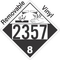 Corrosive Class 8 UN2357 Removable Vinyl DOT Placard