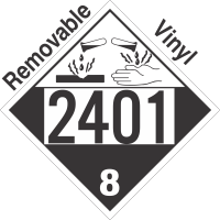 Corrosive Class 8 UN2401 Removable Vinyl DOT Placard