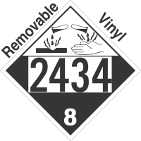 Corrosive Class 8 UN2434 Removable Vinyl DOT Placard