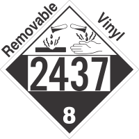 Corrosive Class 8 UN2437 Removable Vinyl DOT Placard