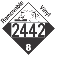 Corrosive Class 8 UN2442 Removable Vinyl DOT Placard