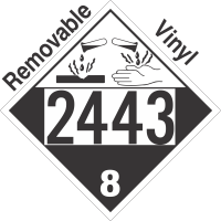 Corrosive Class 8 UN2443 Removable Vinyl DOT Placard