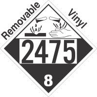 Corrosive Class 8 UN2475 Removable Vinyl DOT Placard