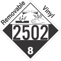 Corrosive Class 8 UN2502 Removable Vinyl DOT Placard