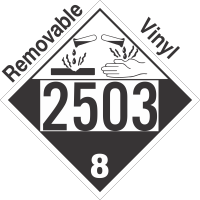 Corrosive Class 8 UN2503 Removable Vinyl DOT Placard