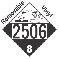 Corrosive Class 8 UN2506 Removable Vinyl DOT Placard