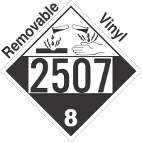 Corrosive Class 8 UN2507 Removable Vinyl DOT Placard