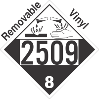 Corrosive Class 8 UN2509 Removable Vinyl DOT Placard