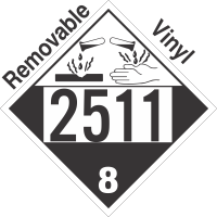 Corrosive Class 8 UN2511 Removable Vinyl DOT Placard