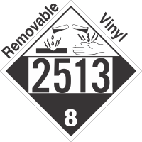 Corrosive Class 8 UN2513 Removable Vinyl DOT Placard