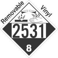 Corrosive Class 8 UN2531 Removable Vinyl DOT Placard