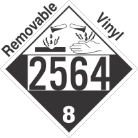 Corrosive Class 8 UN2564 Removable Vinyl DOT Placard