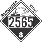 Corrosive Class 8 UN2565 Removable Vinyl DOT Placard