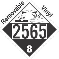 Corrosive Class 8 UN2565 Removable Vinyl DOT Placard