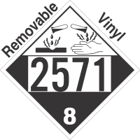 Corrosive Class 8 UN2571 Removable Vinyl DOT Placard