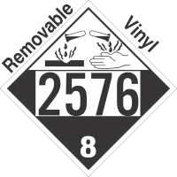 Corrosive Class 8 UN2576 Removable Vinyl DOT Placard