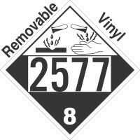 Corrosive Class 8 UN2577 Removable Vinyl DOT Placard