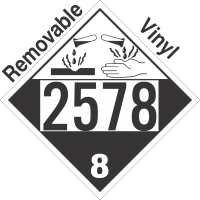 Corrosive Class 8 UN2578 Removable Vinyl DOT Placard