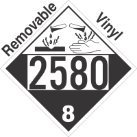 Corrosive Class 8 UN2580 Removable Vinyl DOT Placard